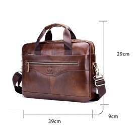 BULLCAPTAIN Men's Messenger Bag Leather Multifunction Portable Briefcase