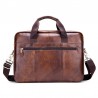 BULLCAPTAIN Men's Messenger Bag Leather Multifunction Portable Briefcase