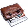 BULLCAPTAIN Men's Messenger Bag Leather Multifunction Portable Briefcase