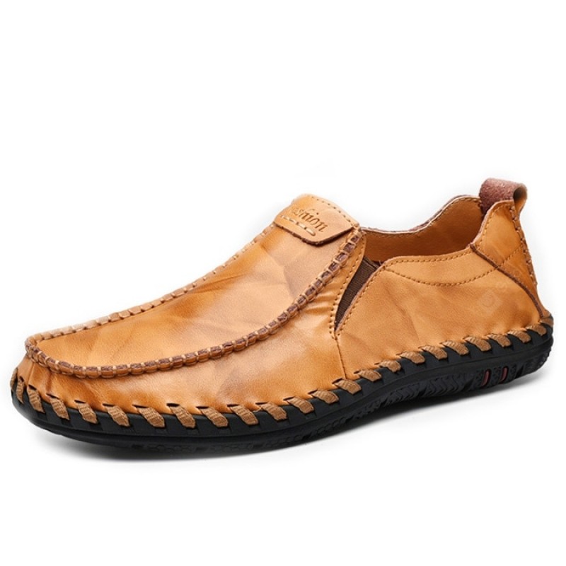 Leisure Lightweight Slip-on Men Leather Casual Shoes