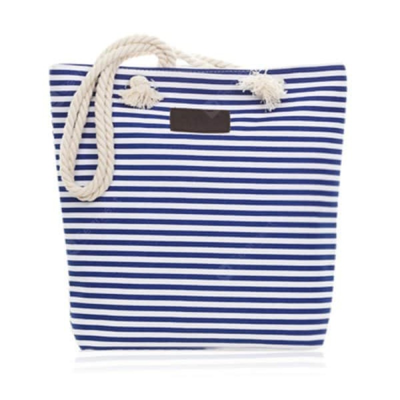 Canvas Striped Beach Bag