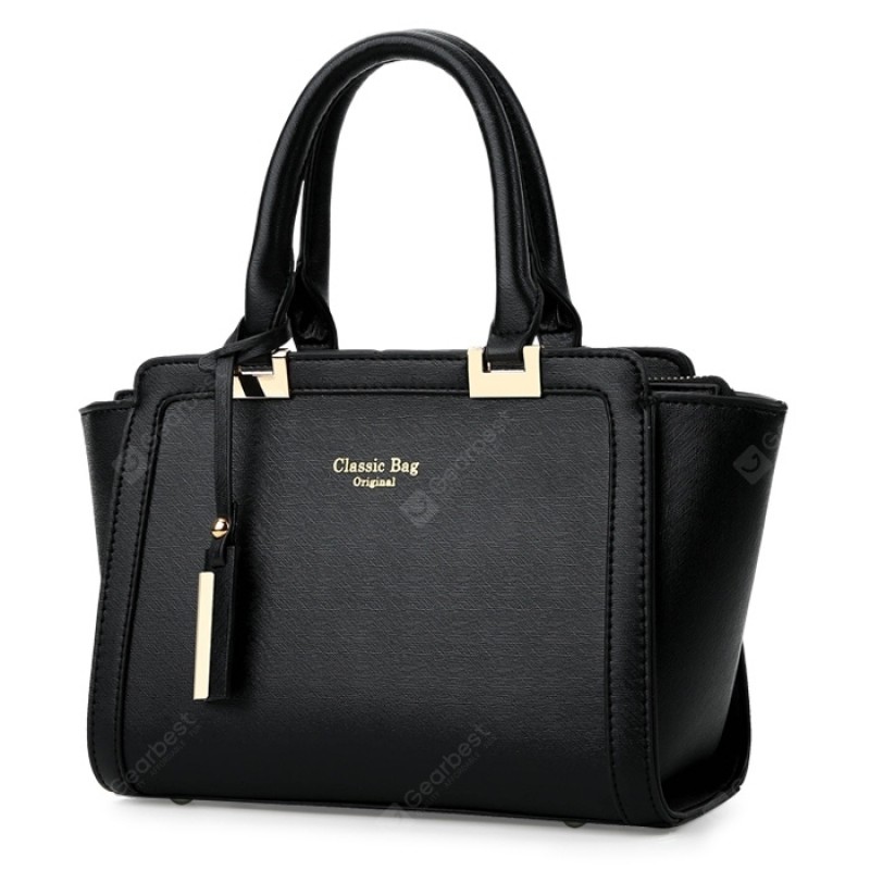 Women Elegant Solid Color PU Tote Shoulder Bag