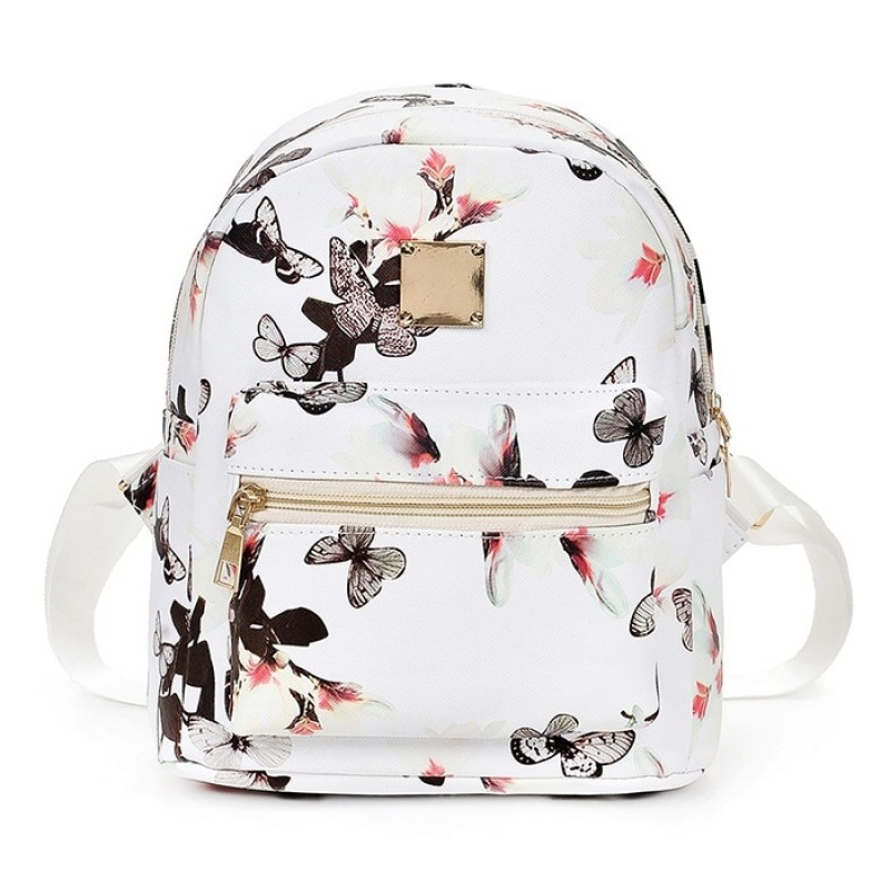 Woman Casual Butterfly Flower Strap Backpack