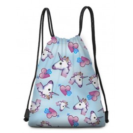 Drawstring Unicorn Print Backpack