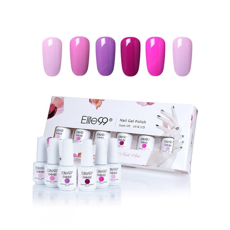 6 Colors UV LED Soak Off Elite99 Gel Polish Nail Art Set