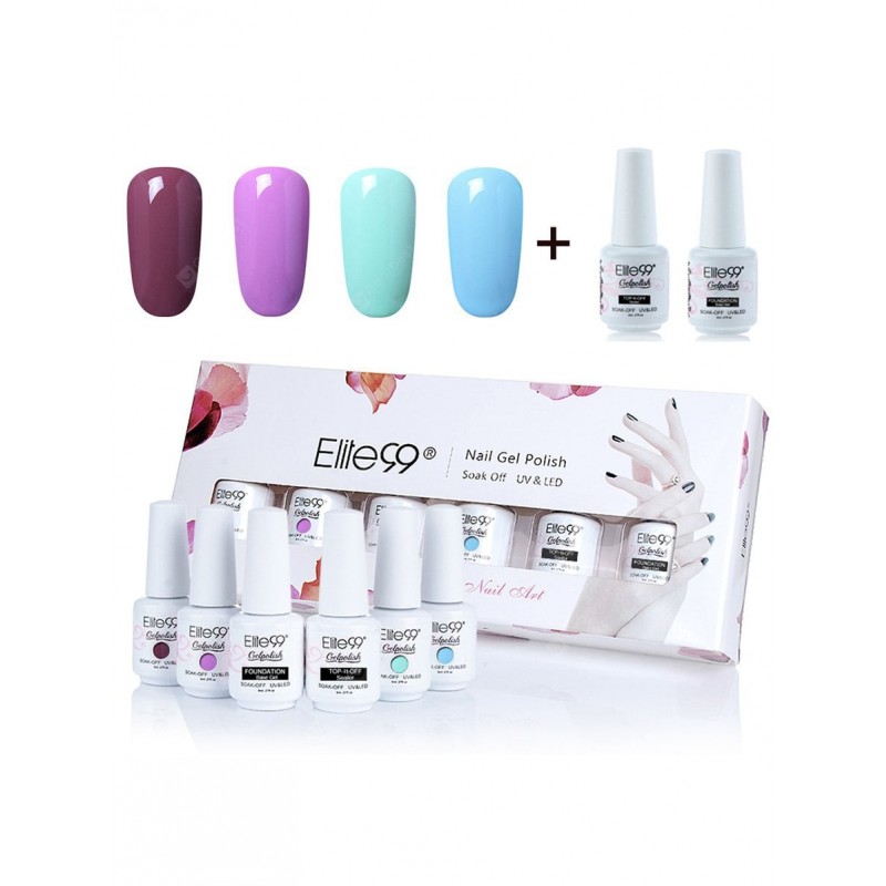 6Pcs UV LED Soak Off Elite99 Gel Polish Lacquer Nail Set