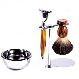 Men Manual Shaving Mane Brush Cleaning Brush Vintage Razor Bracket Manual Razor Brush Set