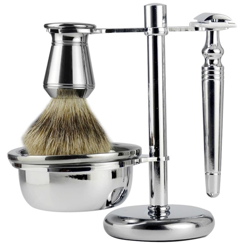 Hairy Beard Brush Bracket Manual Metal Handle Razor Set