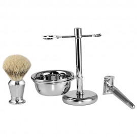 Hairy Beard Brush Bracket Manual Metal Handle Razor Set