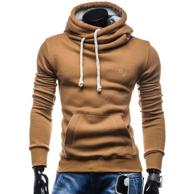 Whole Colored Drawstring Casual Hoodie