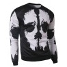 Trendy Round Neck 3D Abstract Print Slimming Long Sleeve Cotton Blend Black and White Sweatshirt For Men