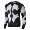 Trendy Round Neck 3D Abstract Print Slimming Long Sleeve Cotton Blend Black and White Sweatshirt For Men