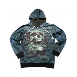 Trendy Slimming Hooded 3D Skull Pattern Long Sleeve Cotton Blend Hoodie For Men