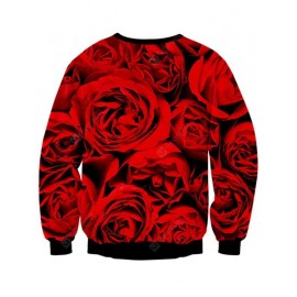 Rose Skull 3D Print Long Sleeve Crew Neck Sweatshirt