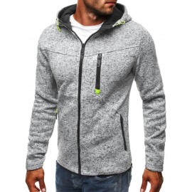 Slim Hooded Solid Color Full Zipper Hoodie