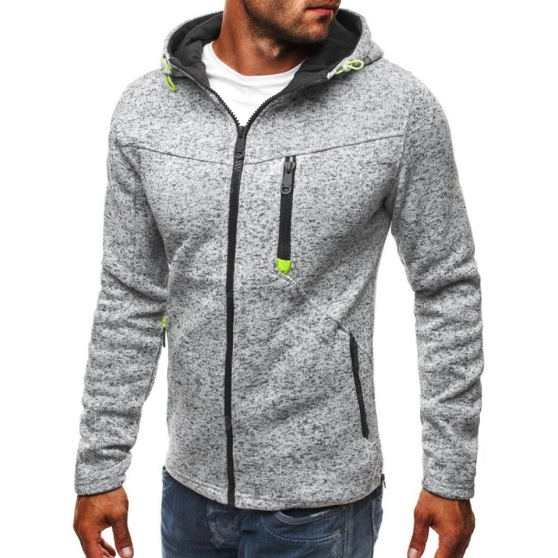 Slim Hooded Solid Color Full Zipper Hoodie