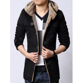 Thickening Removable Cap Middle Long Cotton Coat