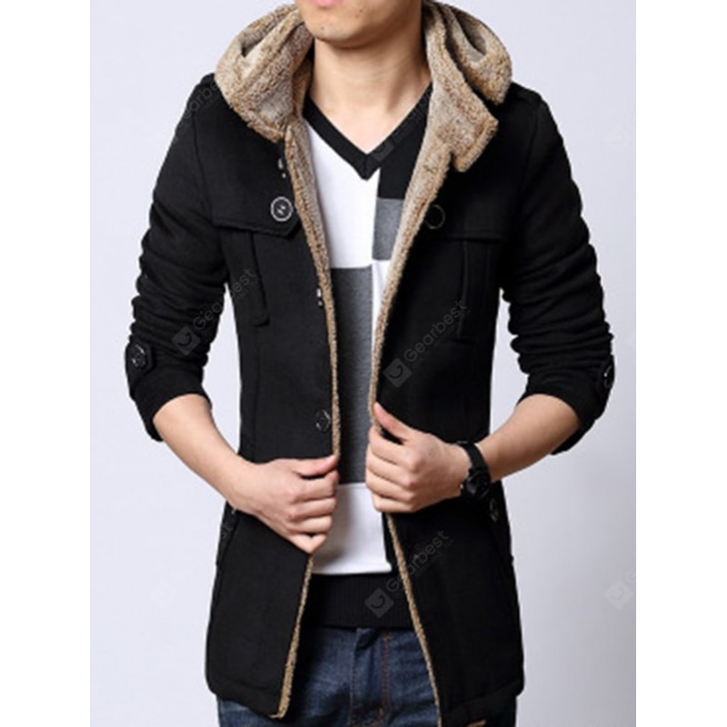 Thickening Removable Cap Middle Long Cotton Coat