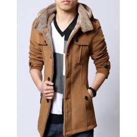 Thickening Removable Cap Middle Long Cotton Coat