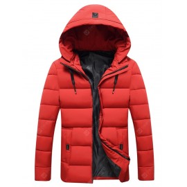 Warm Cotton Clothing Loose Hooded Jacket Casual Men Solid Color Coat