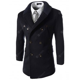 Stylish Comfortable Men Button Slim Woollen Coat