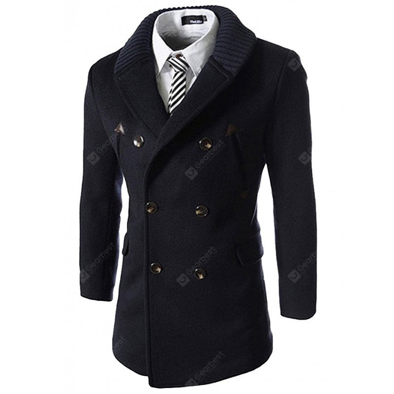 Stylish Comfortable Men Button Slim Woollen Coat