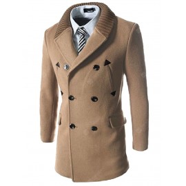 Stylish Comfortable Men Button Slim Woollen Coat