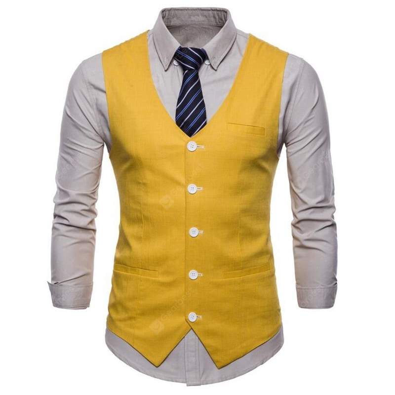 Plus Size Men Color Cotton Suit Vest