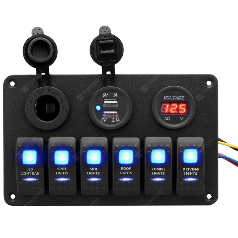 Excelvan Multi-function 5PIN Dual Lamp 6-position Switch Panel