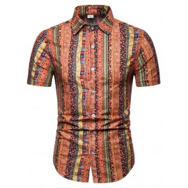 TC31 Male Ethnic Style Printed Shirt Stylish Leisure Design