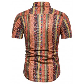 TC31 Male Ethnic Style Printed Shirt Stylish Leisure Design