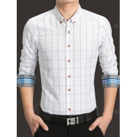 Slim Business Plaid Long Sleeve Shirt for Men