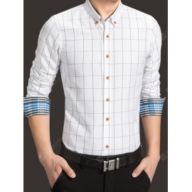 Slim Business Plaid Long Sleeve Shirt for Men