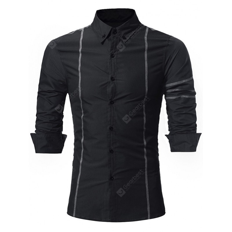 Personality Men Casual Slim Long-sleeved Shirt