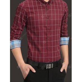 Slim Business Plaid Long Sleeve Shirt for Men