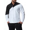 Trend Fashion Black And White Splicing Men Long-sleeved Shirt with Large Size