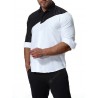 Trend Fashion Black And White Splicing Men Long-sleeved Shirt with Large Size