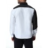 Trend Fashion Black And White Splicing Men Long-sleeved Shirt with Large Size