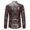 Print Base Casual Stand Collar Long Sleeve Shirt