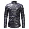 Print Base Casual Stand Collar Long Sleeve Shirt