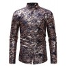 Print Base Casual Stand Collar Long Sleeve Shirt