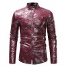 Print Base Casual Stand Collar Long Sleeve Shirt