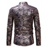 Print Base Casual Stand Collar Long Sleeve Shirt