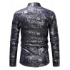 Print Base Casual Stand Collar Long Sleeve Shirt