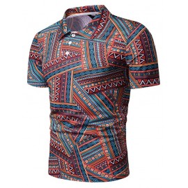 PL68 Men's Contrast Stripe Slim Lapel Casual T-shirt