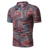 PL68 Men's Contrast Stripe Slim Lapel Casual T-shirt