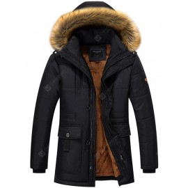 Winter Cotton Men's Long Suit Down Coat Plus Velvet Thickening Parka