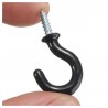 50 Pcs 1.1" Cup Mug Hooks Shouldered Metal Screw-in plastic coated Hanging Black