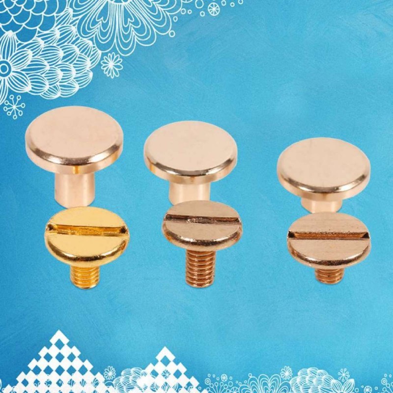 10sets Solid Brass Button Stud Screw Nail Screwback for Leather Rivet Belt DIY 6.5mm