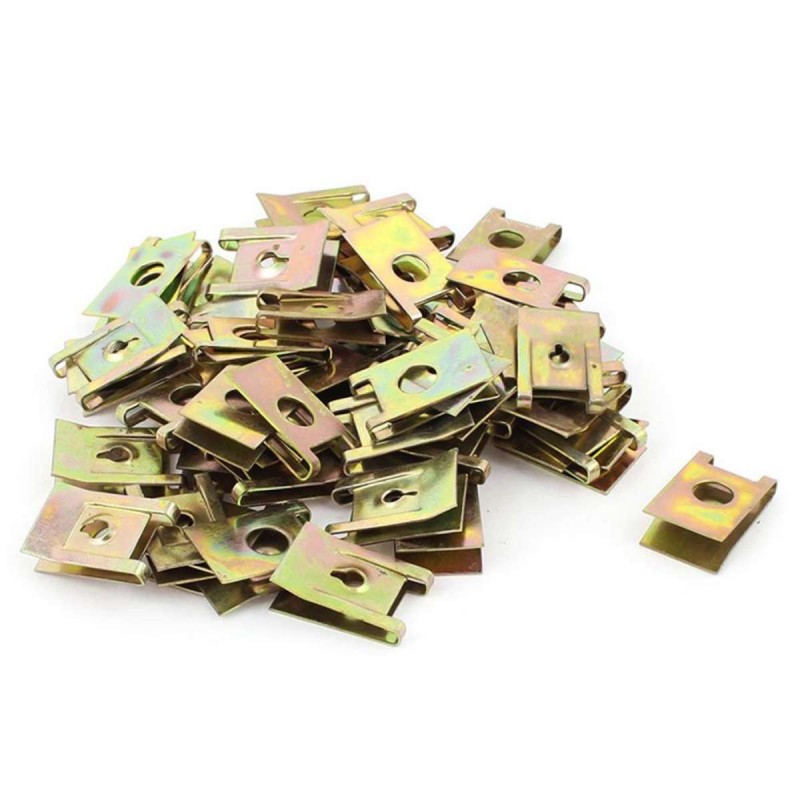 50pcs Bronze Tone Spring Metal Car Door Panel Spire Screw U-Type Clips